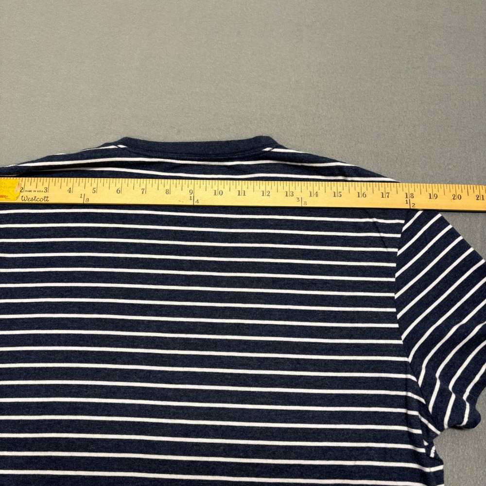 J Crew Mens Slim Washed T Shirt Navy White Stripe Pocket Tee Large - Picture 7 of 8
